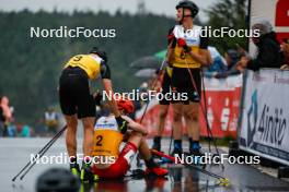 26.08.2023, Oberwiesenthal, Germany (GER): Johannes Rydzek (GER), Franz-Josef Rehrl (AUT), (l-r)  - FIS Nordic Combined Summer Grand Prix men and women, individual gundersen HS105/10km men, Oberwiesenthal (GER). © Sandra Volk for NordicFocus