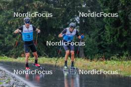 27.08.2023, Oberwiesenthal, Germany (GER): Manuel Faißt (GER), Samuel Costa (ITA), (l-r)  - FIS Nordic Combined Summer Grand Prix men and women, mixed team sprint, Oberwiesenthal (GER). www.nordicfocus.com. © Volk/NordicFocus. Every downloaded picture is fee-liable.