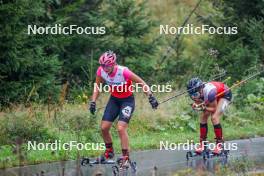 27.08.2023, Oberwiesenthal, Germany (GER): Annika Malacinski (USA), Silva Verbic (SLO), (l-r)  - FIS Nordic Combined Summer Grand Prix men and women, mixed team sprint, Oberwiesenthal (GER). www.nordicfocus.com. © Volk/NordicFocus. Every downloaded picture is fee-liable.