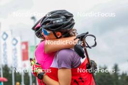 27.08.2023, Oberwiesenthal, Germany (GER): Annika Malacinski (USA), Silva Verbic (SLO), (l-r)  - FIS Nordic Combined Summer Grand Prix men and women, mixed team sprint, Oberwiesenthal (GER). www.nordicfocus.com. © Volk/NordicFocus. Every downloaded picture is fee-liable.
