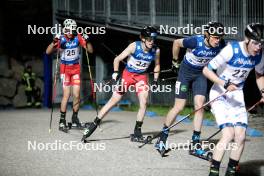 30.08.2023, Oberstdorf, Germany (GER): Florian Kolb (AUT), Thomas Rettenegger (AUT), Perttu Reponen (FIN), (l-r)  - FIS Nordic Combined Summer Grand Prix men and women, individual gundersen HS137/10km women, Oberwiesenthal (GER). www.nordicfocus.com. © Volk/NordicFocus. Every downloaded picture is fee-liable.