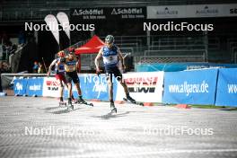 30.08.2023, Oberstdorf, Germany (GER): Franz-Josef Rehrl (AUT), Julian Schmid (GER), Eero Hirvonen (FIN), (l-r)  - FIS Nordic Combined Summer Grand Prix men and women, individual gundersen HS137/10km women, Oberwiesenthal (GER). www.nordicfocus.com. © Volk/NordicFocus. Every downloaded picture is fee-liable.