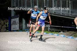 30.08.2023, Oberstdorf, Germany (GER): Vid Vrhovnik (SLO), Gael Blondeau (FRA), (l-r)  - FIS Nordic Combined Summer Grand Prix men and women, individual gundersen HS137/10km women, Oberwiesenthal (GER). www.nordicfocus.com. © Volk/NordicFocus. Every downloaded picture is fee-liable.