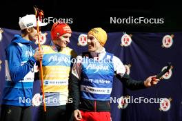 30.08.2023, Oberstdorf, Germany (GER): Eero Hirvonen (FIN), Julian Schmid (GER), Franz-Josef Rehrl (AUT), (l-r) - FIS Nordic Combined Summer Grand Prix men and women, individual gundersen HS137/10km women, Oberwiesenthal (GER). www.nordicfocus.com. © Volk/NordicFocus. Every downloaded picture is fee-liable.