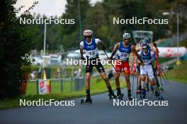 02.09.2023, Villach, Austria (AUT): Richard Stenzel (GER), Lukas Greiderer (AUT), (l-r)  - FIS Nordic Combined Summer Grand Prix men and women, compact sprint HS98/7.5km men, Villach (AUT). www.nordicfocus.com. © Volk/NordicFocus. Every downloaded picture is fee-liable.