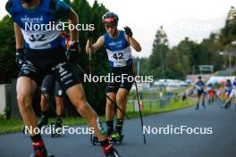 02.09.2023, Villach, Austria (AUT): Tristan Sommerfeldt (GER) - FIS Nordic Combined Summer Grand Prix men and women, compact sprint HS98/7.5km men, Villach (AUT). www.nordicfocus.com. © Volk/NordicFocus. Every downloaded picture is fee-liable.