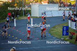 02.09.2023, Villach, Austria (AUT): Stefan Rettenegger (AUT), Christian Deuschl (AUT), Franz-Josef Rehrl (AUT), (l-r)  - FIS Nordic Combined Summer Grand Prix men and women, compact sprint HS98/7.5km men, Villach (AUT). www.nordicfocus.com. © Volk/NordicFocus. Every downloaded picture is fee-liable.