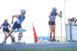 02.09.2023, Villach, Austria (AUT): Minja Korhonen (FIN), Veronica Gianmoena (ITA), (l-r)  - FIS Nordic Combined Summer Grand Prix men and women, compact sprint HS98/5km women, Villach (AUT). www.nordicfocus.com. © Volk/NordicFocus. Every downloaded picture is fee-liable.
