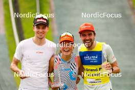 03.09.2023, Villach, Austria (AUT): Terence Weber (GER), Nathalie Armbruster (GER), Johannes Rydzek (GER)  - FIS Nordic Combined Summer Grand Prix men and women, individual gundersen HS98/10km men, Villach (AUT). www.nordicfocus.com. © Volk/NordicFocus. Every downloaded picture is fee-liable.