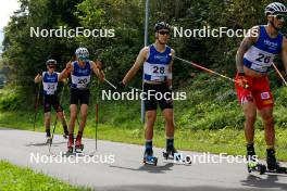 03.09.2023, Villach, Austria (AUT): Christian Frank (GER), Gasper Brecl (SLO), Otto Niittykoski (FIN), (l-r)  - FIS Nordic Combined Summer Grand Prix men and women, individual gundersen HS98/10km men, Villach (AUT). www.nordicfocus.com. © Volk/NordicFocus. Every downloaded picture is fee-liable.