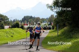 03.09.2023, Villach, Austria (AUT): Samuel Costa (ITA), Eero Hirvonen (FIN), (l-r)  - FIS Nordic Combined Summer Grand Prix men and women, individual gundersen HS98/10km men, Villach (AUT). www.nordicfocus.com. © Volk/NordicFocus. Every downloaded picture is fee-liable.