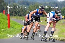 03.09.2023, Villach, Austria (AUT): Laurent Muhlethaler (FRA), Jens Luraas Oftebro (NOR), (l-r)  - FIS Nordic Combined Summer Grand Prix men and women, individual gundersen HS98/10km men, Villach (AUT). www.nordicfocus.com. © Volk/NordicFocus. Every downloaded picture is fee-liable.