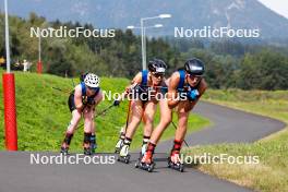 03.09.2023, Villach, Austria (AUT): Claudia Purker (AUT), Ida Marie Hagen (NOR), Veronica Gianmoena (ITA), (l-r)  - FIS Nordic Combined Summer Grand Prix men and women, individual gundersen HS98/5km women, Villach (AUT). www.nordicfocus.com. © Volk/NordicFocus. Every downloaded picture is fee-liable.