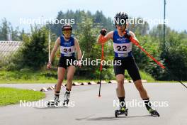 03.09.2023, Villach, Austria (AUT): Anne Haeckel (GER), Joanna Kil (POL), (l-r)  - FIS Nordic Combined Summer Grand Prix men and women, individual gundersen HS98/5km women, Villach (AUT). www.nordicfocus.com. © Volk/NordicFocus. Every downloaded picture is fee-liable.