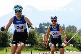 03.09.2023, Villach, Austria (AUT): Alexa Brabec (USA), Greta Pinzani (ITA), (l-r)  - FIS Nordic Combined Summer Grand Prix men and women, individual gundersen HS98/5km women, Villach (AUT). www.nordicfocus.com. © Volk/NordicFocus. Every downloaded picture is fee-liable.