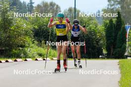03.09.2023, Villach, Austria (AUT): Ema Volavsek (SLO), Svenja Wuerth (GER), (l-r)  - FIS Nordic Combined Summer Grand Prix men and women, individual gundersen HS98/5km women, Villach (AUT). www.nordicfocus.com. © Volk/NordicFocus. Every downloaded picture is fee-liable.