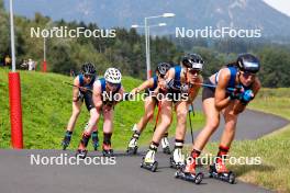 03.09.2023, Villach, Austria (AUT): Lena Brocard (FRA), Claudia Purker (AUT), Ida Marie Hagen (NOR), Veronica Gianmoena (ITA), (l-r)  - FIS Nordic Combined Summer Grand Prix men and women, individual gundersen HS98/5km women, Villach (AUT). www.nordicfocus.com. © Volk/NordicFocus. Every downloaded picture is fee-liable.