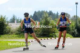 03.09.2023, Villach, Austria (AUT): Heta Hirvonen (FIN), Veronica Gianmoena (ITA), (l-r)  - FIS Nordic Combined Summer Grand Prix men and women, individual gundersen HS98/5km women, Villach (AUT). www.nordicfocus.com. © Volk/NordicFocus. Every downloaded picture is fee-liable.