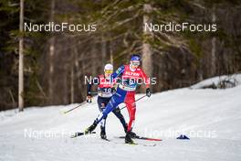 25.02.2023, Planica, Slovenia (SLO): Manuel Faisst (GER), Laurent Muhlethaler (FRA), (l-r)  - FIS nordic world ski championships nordic combined men, individual gundersen HS100/10km, Planica (SLO). www.nordicfocus.com. © Thibaut/NordicFocus. Every downloaded picture is fee-liable.