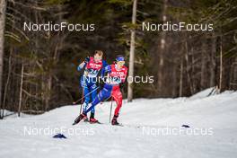 25.02.2023, Planica, Slovenia (SLO): Benjamin Loomis (USA), Gael Blondeau (FRA), (l-r)  - FIS nordic world ski championships nordic combined men, individual gundersen HS100/10km, Planica (SLO). www.nordicfocus.com. © Thibaut/NordicFocus. Every downloaded picture is fee-liable.