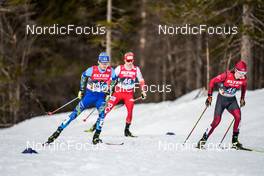 25.02.2023, Planica, Slovenia (SLO): Magzhan Amankeldiuly (KAZ), Markuss Vinogradovs (LAT), (l-r) - FIS nordic world ski championships nordic combined men, individual gundersen HS100/10km, Planica (SLO). www.nordicfocus.com. © Thibaut/NordicFocus. Every downloaded picture is fee-liable.