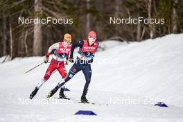 25.02.2023, Planica, Slovenia (SLO): Franz-Josef Rehrl (AUT), Julian Schmid (GER), (l-r)  - FIS nordic world ski championships nordic combined men, individual gundersen HS100/10km, Planica (SLO). www.nordicfocus.com. © Thibaut/NordicFocus. Every downloaded picture is fee-liable.