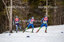 25.02.2023, Planica, Slovenia (SLO): Oleksandr Shumbarets (UKR), Matija Zelnik (SLO), Matic Hladnik (SLO), (l-r) - FIS nordic world ski championships nordic combined men, individual gundersen HS100/10km, Planica (SLO). www.nordicfocus.com. © Thibaut/NordicFocus. Every downloaded picture is fee-liable.