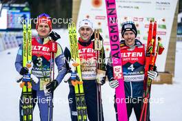 25.02.2023, Planica, Slovenia (SLO): Julian Schmid (GER), Jarl Magnus Riiber (NOR), Franz-Josef Rehrl (AUT), (l-r)  - FIS nordic world ski championships nordic combined men, individual gundersen HS100/10km, Planica (SLO). www.nordicfocus.com. © Thibaut/NordicFocus. Every downloaded picture is fee-liable.