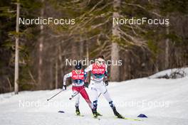 25.02.2023, Planica, Slovenia (SLO): Ryota Yamamoto (JPN), Jarl Magnus Riiber (NOR), (l-r) - FIS nordic world ski championships nordic combined men, individual gundersen HS100/10km, Planica (SLO). www.nordicfocus.com. © Thibaut/NordicFocus. Every downloaded picture is fee-liable.