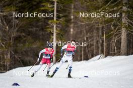 25.02.2023, Planica, Slovenia (SLO): Ryota Yamamoto (JPN), Jarl Magnus Riiber (NOR), (l-r)  - FIS nordic world ski championships nordic combined men, individual gundersen HS100/10km, Planica (SLO). www.nordicfocus.com. © Thibaut/NordicFocus. Every downloaded picture is fee-liable.