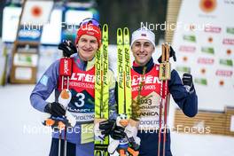 25.02.2023, Planica, Slovenia (SLO): Julian Schmid (GER), Jarl Magnus Riiber (NOR), (l-r)  - FIS nordic world ski championships nordic combined men, individual gundersen HS100/10km, Planica (SLO). www.nordicfocus.com. © Thibaut/NordicFocus. Every downloaded picture is fee-liable.
