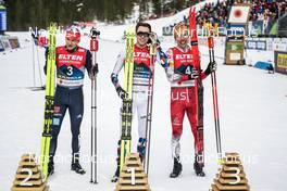 25.02.2023, Planica, Slovenia (SLO): Julian Schmid (GER), Jarl Magnus Riiber (NOR), Franz-Josef Rehrl (AUT), (l-r)  - FIS nordic world ski championships nordic combined men, individual gundersen HS100/10km, Planica (SLO). www.nordicfocus.com. © Thibaut/NordicFocus. Every downloaded picture is fee-liable.