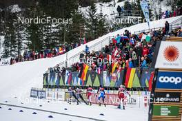 25.02.2023, Planica, Slovenia (SLO): Vinzenz Geiger (GER), Manuel Faisst (GER), Ryota Yamamoto (JPN), Kristjan Ilves (EST), Martin Fritz (AUT), (l-r)  - FIS nordic world ski championships nordic combined men, individual gundersen HS100/10km, Planica (SLO). www.nordicfocus.com. © Thibaut/NordicFocus. Every downloaded picture is fee-liable.