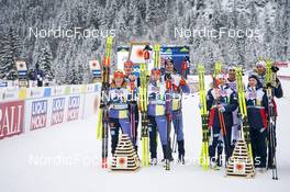 26.02.2023, Planica, Slovenia (SLO): Nathalie Armbruster (GER), Jenny Nowak (GER), Vinzenz Geiger (GER), Julian Schmid (GER), Ida Marie Hagen (NOR), Jens Luraas Oftebro (NOR), Gyda Westvold Hansen (NOR), Jarl Magnuxs Riiber (NOR), (l-r) - FIS nordic world ski championships nordic combined men, mixed team HS100/4x5km, Planica (SLO). www.nordicfocus.com. © Thibaut/NordicFocus. Every downloaded picture is fee-liable.
