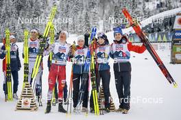 26.02.2023, Planica, Slovenia (SLO): Johannes Lamparter  (AUT), Annalena Slamik (AUT), Lisa Hirner (AUT), Stefan Rettenegger (AUT), (l-r)  - FIS nordic world ski championships nordic combined men, mixed team HS100/4x5km, Planica (SLO). www.nordicfocus.com. © Thibaut/NordicFocus. Every downloaded picture is fee-liable.
