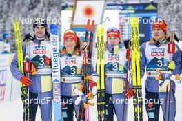 26.02.2023, Planica, Slovenia (SLO): Vinzenz Geiger (GER), Nathalie Armbruster (GER), Jenny Nowak (GER), Julian Schmid (GER), (l-r)  - FIS nordic world ski championships nordic combined men, mixed team HS100/4x5km, Planica (SLO). www.nordicfocus.com. © Thibaut/NordicFocus. Every downloaded picture is fee-liable.