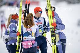 26.02.2023, Planica, Slovenia (SLO): Julian Schmid (GER), Nathalie Armbruster (GER), Jenny Nowak (GER), Vinzenz Geiger (GER), (l-r)  - FIS nordic world ski championships nordic combined men, mixed team HS100/4x5km, Planica (SLO). www.nordicfocus.com. © Thibaut/NordicFocus. Every downloaded picture is fee-liable.