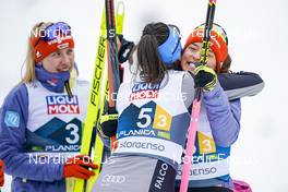 26.02.2023, Planica, Slovenia (SLO): Veronica Gianmoena (ITA), Nathalie Armbruster (GER), (l-r)  - FIS nordic world ski championships nordic combined men, mixed team HS100/4x5km, Planica (SLO). www.nordicfocus.com. © Thibaut/NordicFocus. Every downloaded picture is fee-liable.