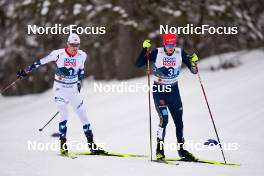 01.03.2023, Planica, Slovenia (SLO): Jarl Magnus Riiber (NOR), Julian Schmid (GER), (l-r)  - FIS nordic world ski championships nordic combined men, team HS138/4x5km, Planica (SLO). www.nordicfocus.com. © Thibaut/NordicFocus. Every downloaded picture is fee-liable.
