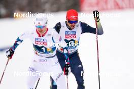 01.03.2023, Planica, Slovenia (SLO): Joergen Graabak (NOR), Johannes Rydzek (GER), (l-r)  - FIS nordic world ski championships nordic combined men, team HS138/4x5km, Planica (SLO). www.nordicfocus.com. © Thibaut/NordicFocus. Every downloaded picture is fee-liable.