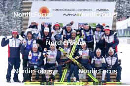 01.03.2023, Planica, Slovenia (SLO): Joergen Graabak (NOR), Jens Luraas Oftebro (NOR), Jarl Magnus Riiber (NOR), Espen Andersen (NOR), (l-r)  - FIS nordic world ski championships nordic combined men, team HS138/4x5km, Planica (SLO). www.nordicfocus.com. © Thibaut/NordicFocus. Every downloaded picture is fee-liable.