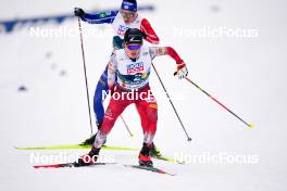 01.03.2023, Planica, Slovenia (SLO): Laurent Muhlethaler (FRA), Stefan Rettenegger (AUT), (l-r)  - FIS nordic world ski championships nordic combined men, team HS138/4x5km, Planica (SLO). www.nordicfocus.com. © Thibaut/NordicFocus. Every downloaded picture is fee-liable.