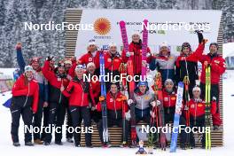 01.03.2023, Planica, Slovenia (SLO): Martin Fritz (AUT), Stefan Rettenegger (AUT), Lukas Greiderer (AUT), Johannes Lamparter (AUT), (l-r)  - FIS nordic world ski championships nordic combined men, team HS138/4x5km, Planica (SLO). www.nordicfocus.com. © Thibaut/NordicFocus. Every downloaded picture is fee-liable.
