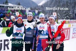 01.03.2023, Planica, Slovenia (SLO): Antoine Gerard (FRA), Matteo Baud (FRA), Marco Heinis (FRA), Laurent Muhlethaler (FRA), (l-r)  - FIS nordic world ski championships nordic combined men, team HS138/4x5km, Planica (SLO). www.nordicfocus.com. © Thibaut/NordicFocus. Every downloaded picture is fee-liable.