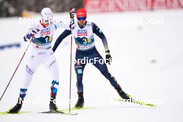 01.03.2023, Planica, Slovenia (SLO): Joergen Graabak (NOR), Johannes Rydzek (GER), (l-r)  - FIS nordic world ski championships nordic combined men, team HS138/4x5km, Planica (SLO). www.nordicfocus.com. © Thibaut/NordicFocus. Every downloaded picture is fee-liable.