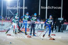 24.11.2023, Ruka, Finland (FIN): Espen Andersen (NOR), Wille Karhumaa (FIN), Raffaele Buzzi (ITA), Arttu Maekiaho (FIN), (l-r)  - FIS world cup nordic combined men, compact HS142/7.5km, Ruka (FIN). www.nordicfocus.com. © Thibaut/NordicFocus. Every downloaded picture is fee-liable.