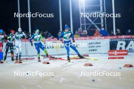 24.11.2023, Ruka, Finland (FIN): Espen Bjoernstad (NOR), Vid Vrhovnik (SLO), Niklas Malacinski (USA), (l-r)  - FIS world cup nordic combined men, compact HS142/7.5km, Ruka (FIN). www.nordicfocus.com. © Thibaut/NordicFocus. Every downloaded picture is fee-liable.