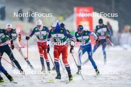 24.11.2023, Ruka, Finland (FIN): Ondrej Pazout (CZE), Herman Happonen (FIN), (l-r)  - FIS world cup nordic combined men, compact HS142/7.5km, Ruka (FIN). www.nordicfocus.com. © Thibaut/NordicFocus. Every downloaded picture is fee-liable.