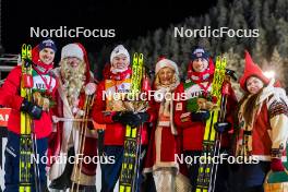24.11.2023, Ruka, Finland (FIN): Joergen Graabak (NOR), Jens Luraas Oftebro (NOR), Jarl Magnus Riiber (NOR), (l-r)  - FIS world cup nordic combined men, compact HS142/7.5km, Ruka (FIN). www.nordicfocus.com. © Thibaut/NordicFocus. Every downloaded picture is fee-liable.
