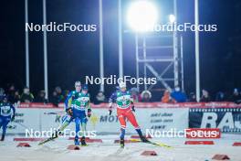 24.11.2023, Ruka, Finland (FIN): Vitaliy Hrebeniuk (UKR), Ondrej Pazout (CZE), (l-r)  - FIS world cup nordic combined men, compact HS142/7.5km, Ruka (FIN). www.nordicfocus.com. © Thibaut/NordicFocus. Every downloaded picture is fee-liable.